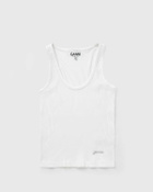 Ganni Heavy Rib Jersey Tank Top Beige Womens Tops & Tank
