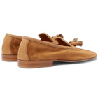 Edward Green - Portland Leather-Trimmed Suede Tasselled Loafers - Brown