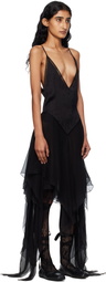 Ann Demeulemeester Black Multilayer Slip Midi Dress