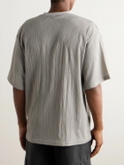 The Frankie Shop - Eliott Textured Stretch-Jersey T-Shirt - Gray