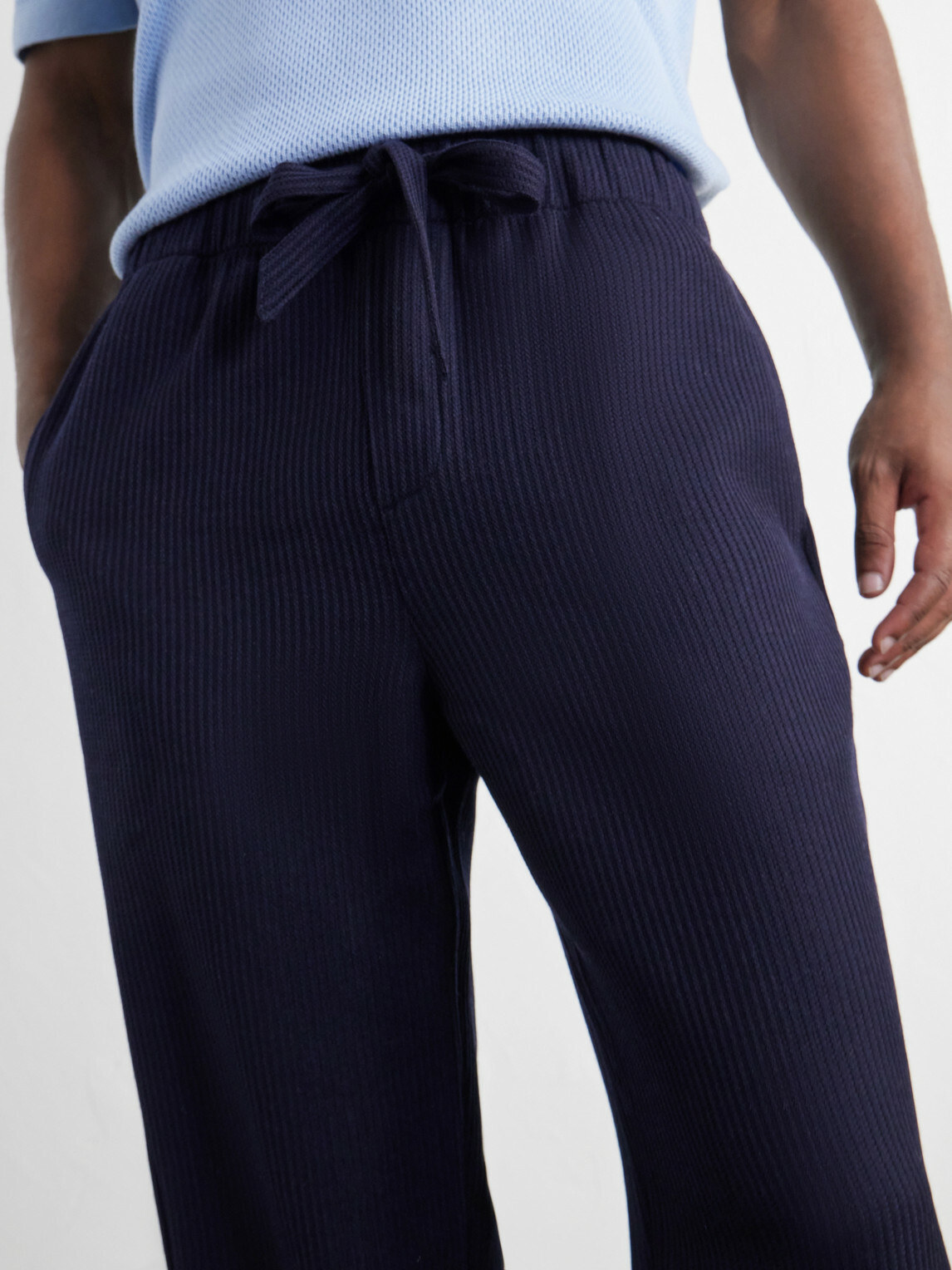 Frescobol Carioca - Luan Straight-Leg Wool Drawstring Trousers - Blue