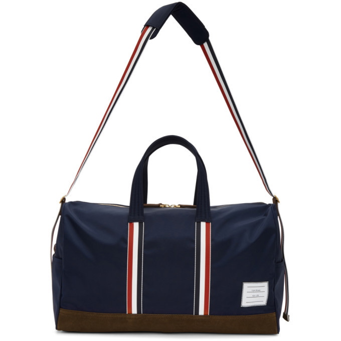 Photo: Thom Browne Navy Unstructured Holdall Duffle Bag