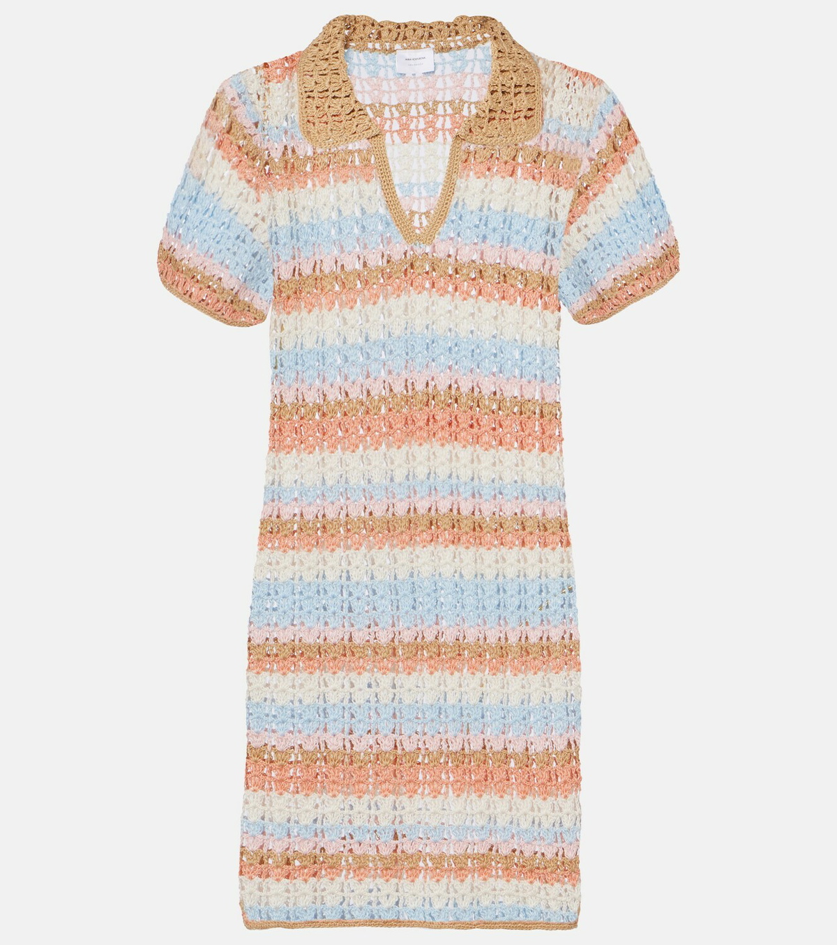 Anna Kosturova Crochet striped cotton polo dress