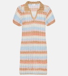 Anna Kosturova Crochet striped cotton polo dress