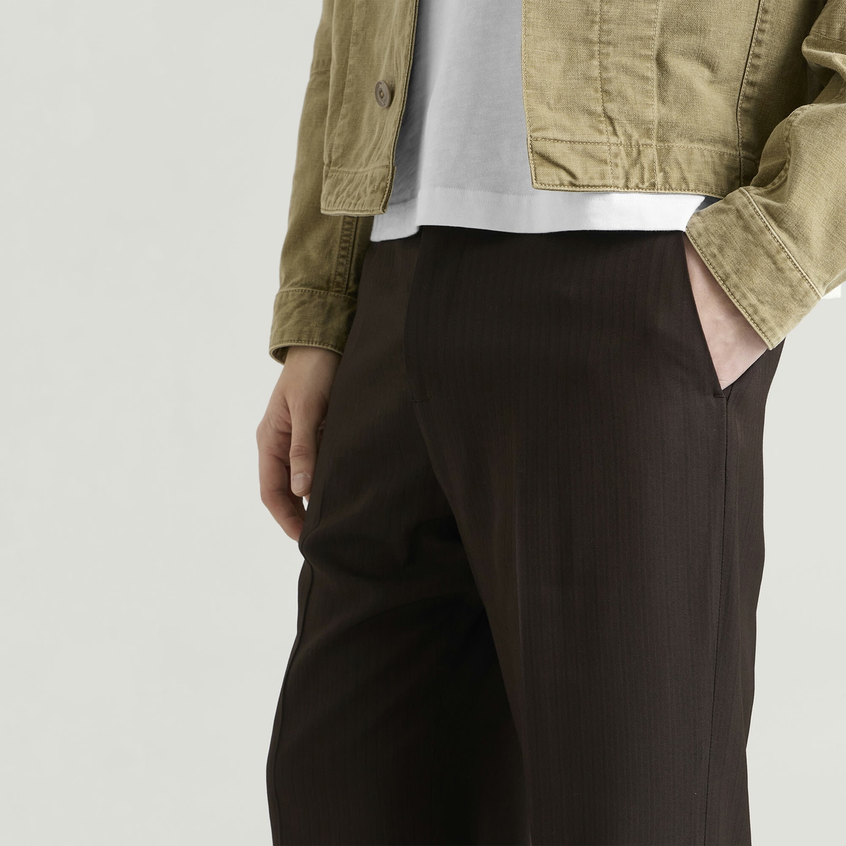 Acne Studios Men's Palvin Fluid Herringbone Viscose Trousers in Chocolate Brown
