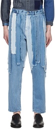 FDMTL Blue Obi-Strip Jeans
