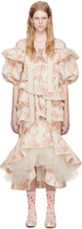 Simone Rocha Beige Adjustable Length Tiered Midi Dress