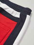 Balmain - Tapered Panelled Cotton-Jersey Sweatpants - Red