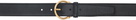 Thom Browne Black Pebble Grain Round Buckle Belt
