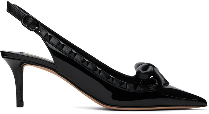 Photo: Valentino Garavani Black Rockstud Bow Slingback Heels