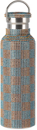 Collina Strada Blue & Orange Check Rhinestone Water Bottle, 24 oz