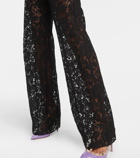 Valentino Wide-leg floral lace pants