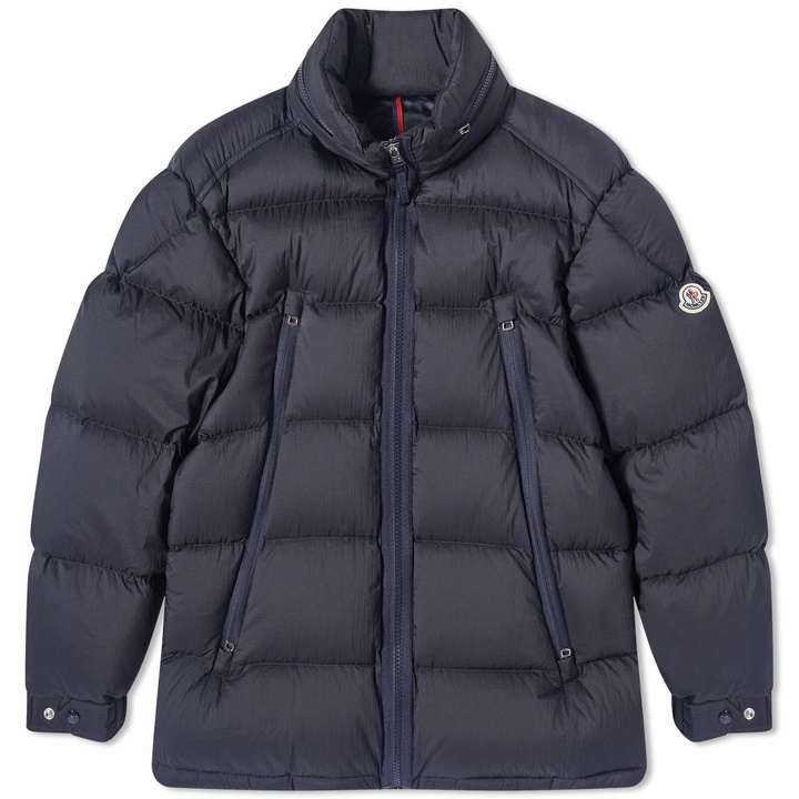 Photo: Moncler Men's Nervion Concealed Hood Jacket in Navy