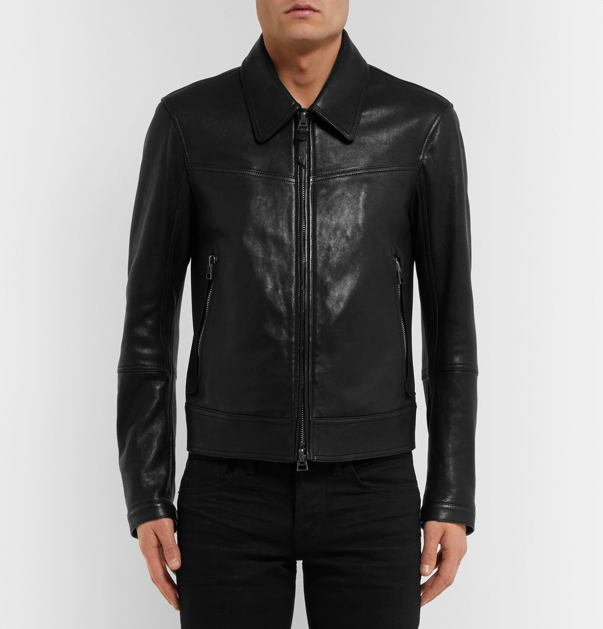 TOM FORD - Slim-Fit Leather Blouson Jacket - Black TOM FORD