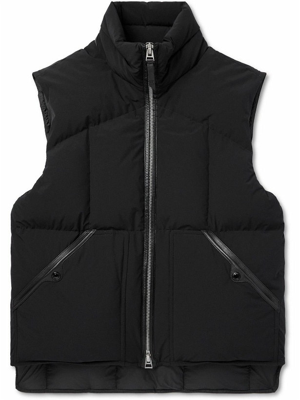 Photo: TOM FORD - Leather-Trimmed Quilted Shell Gilet - Black
