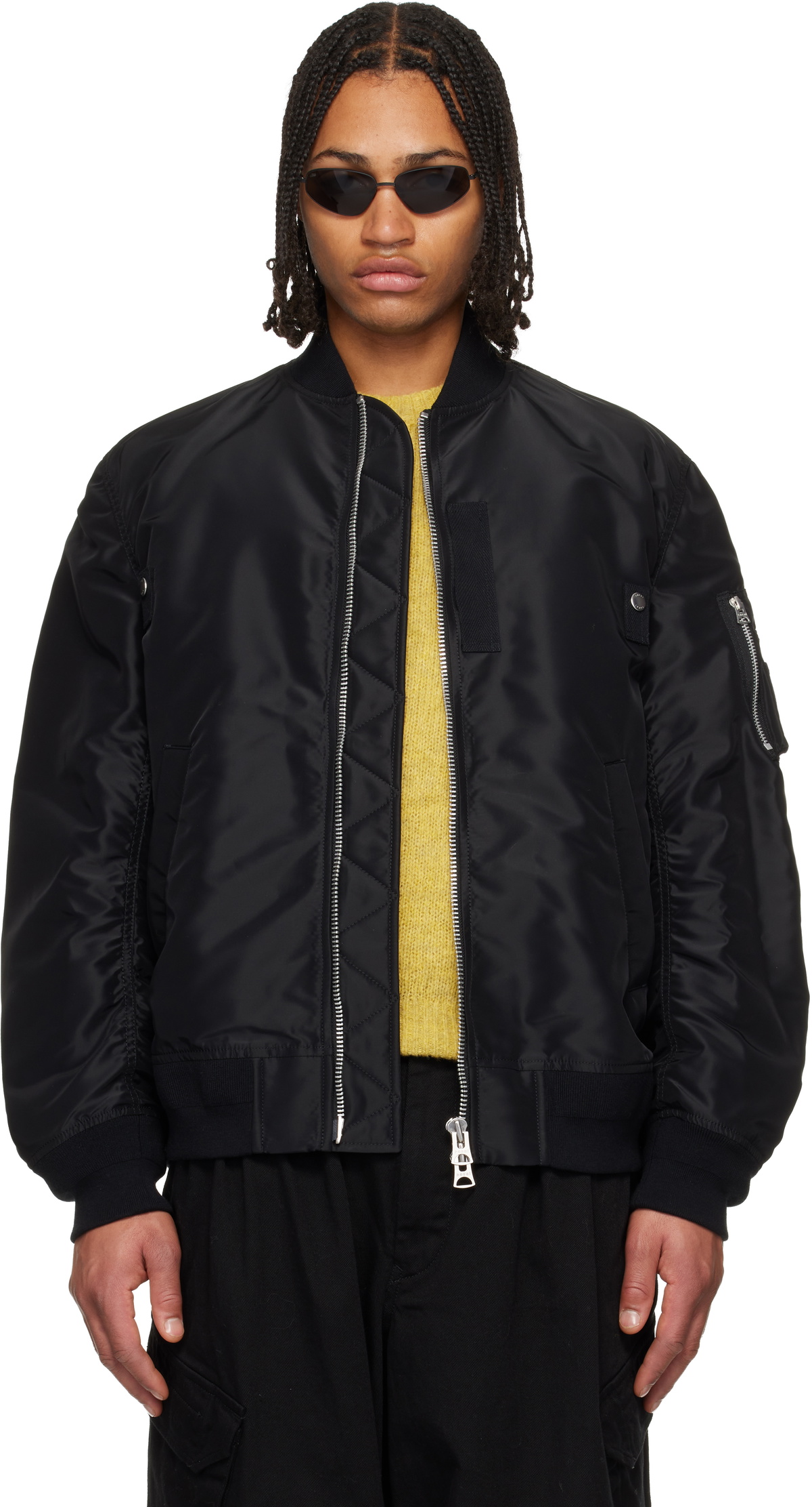 sacai Black Nylon Twill Blouson Bomber Jacket Sacai