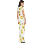 ALAÏA White Draped Printed Maxi Dress