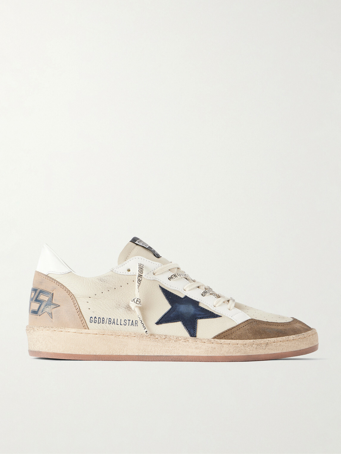 Golden Goose - Ball Star Distressed Suede -Trimmed Leather Sneakers - Neutrals
