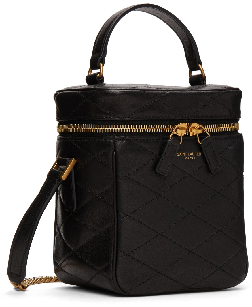 NEW SAINT LAURENT Black Leather 80's Vanity Shoulder Bag Size OS $1690