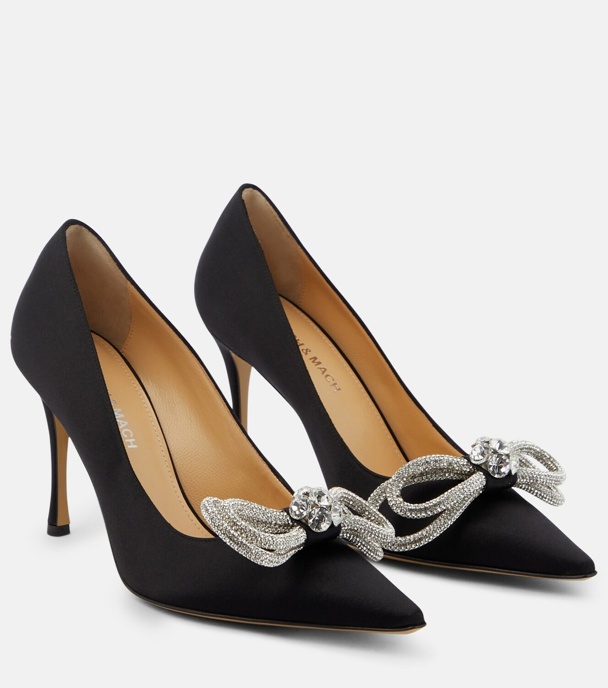 Mach & Mach Double Bow embellished satin pumps MACH & MACH