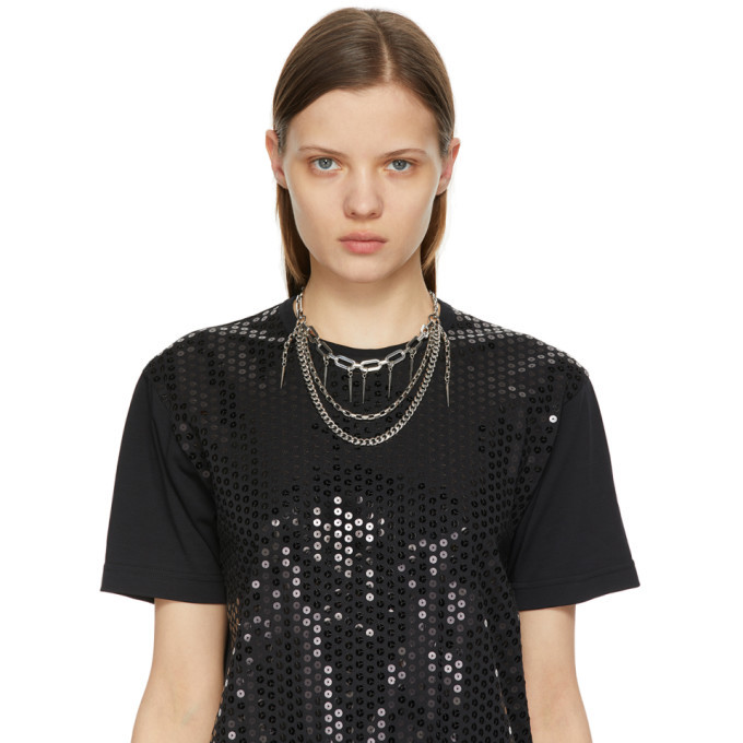 ネックレス・ペンダント Multi Chain Spike Necklace Men's Huge Spike Chain Iced Hip Hop Necklace Simulated CZ