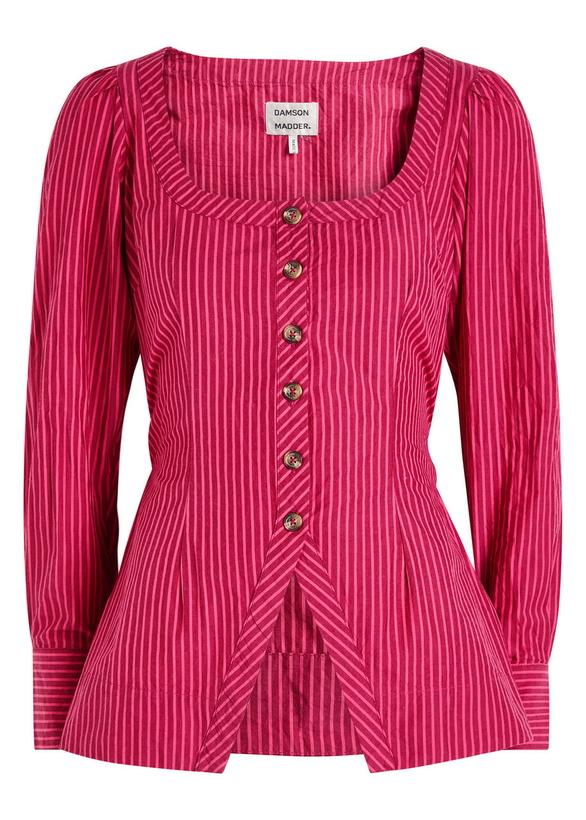 Photo: Damson Madder Clare Striped Cotton Blouse Red