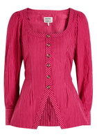 Damson Madder Clare Striped Cotton Blouse Red