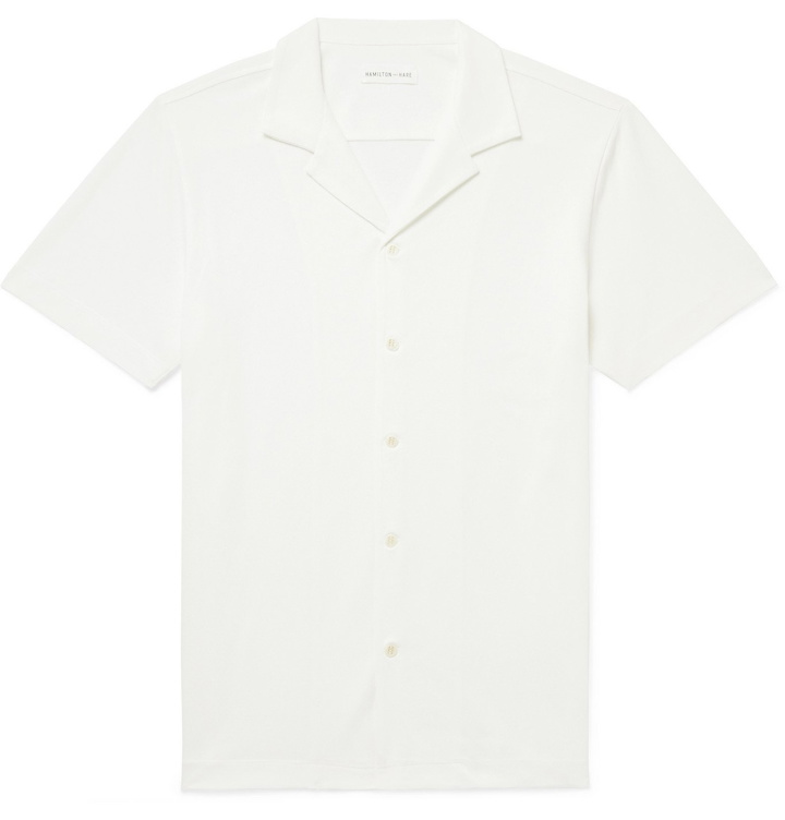 Photo: Hamilton and Hare - Camp-Collar Cotton-Piqué Shirt - White