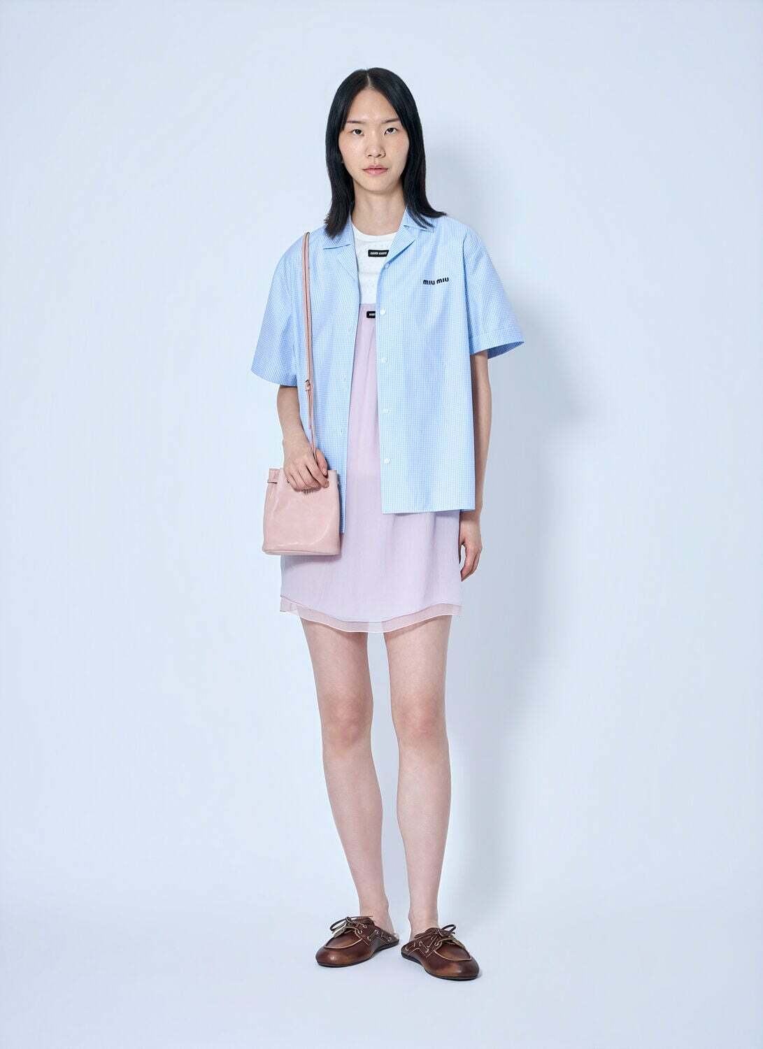 Miu Miu Short-Sleeve Cotton Poplin Shirt