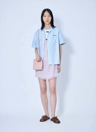 Miu Miu Short-Sleeve Cotton Poplin Shirt