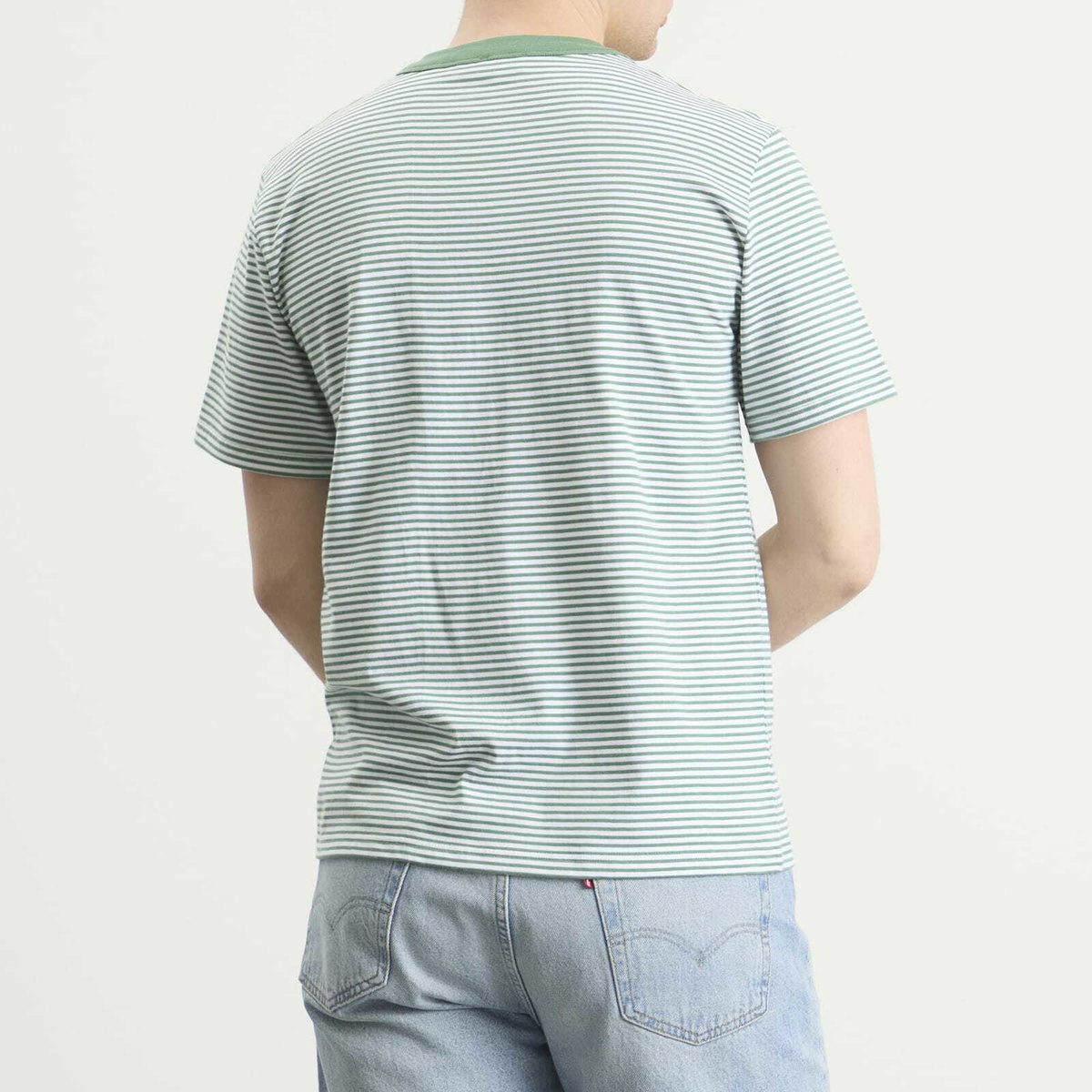 Armor-Lux Men's Fine Stripe T-Shirt in Ivy/Blanc