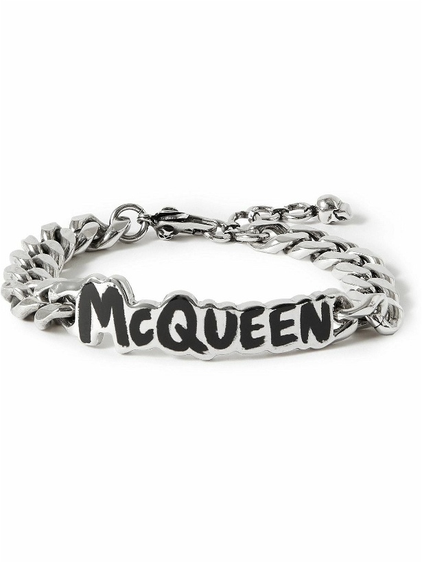 Photo: Alexander McQueen - Graffiti Logo-Detailed Silver-Tone and Enamel Bracelet - Silver