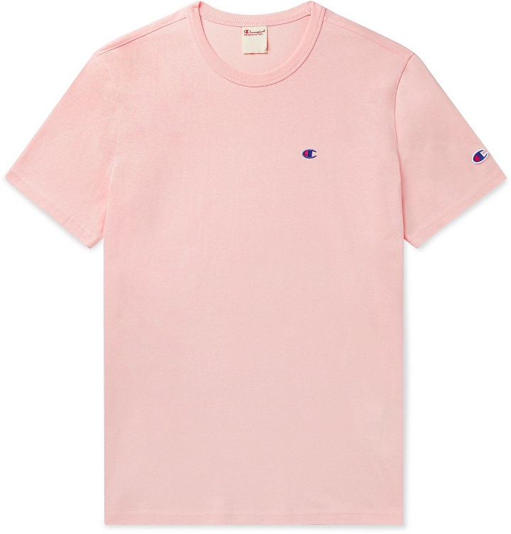 Photo: Champion - Logo-Embroidered Cotton-Jersey T-Shirt - Pink