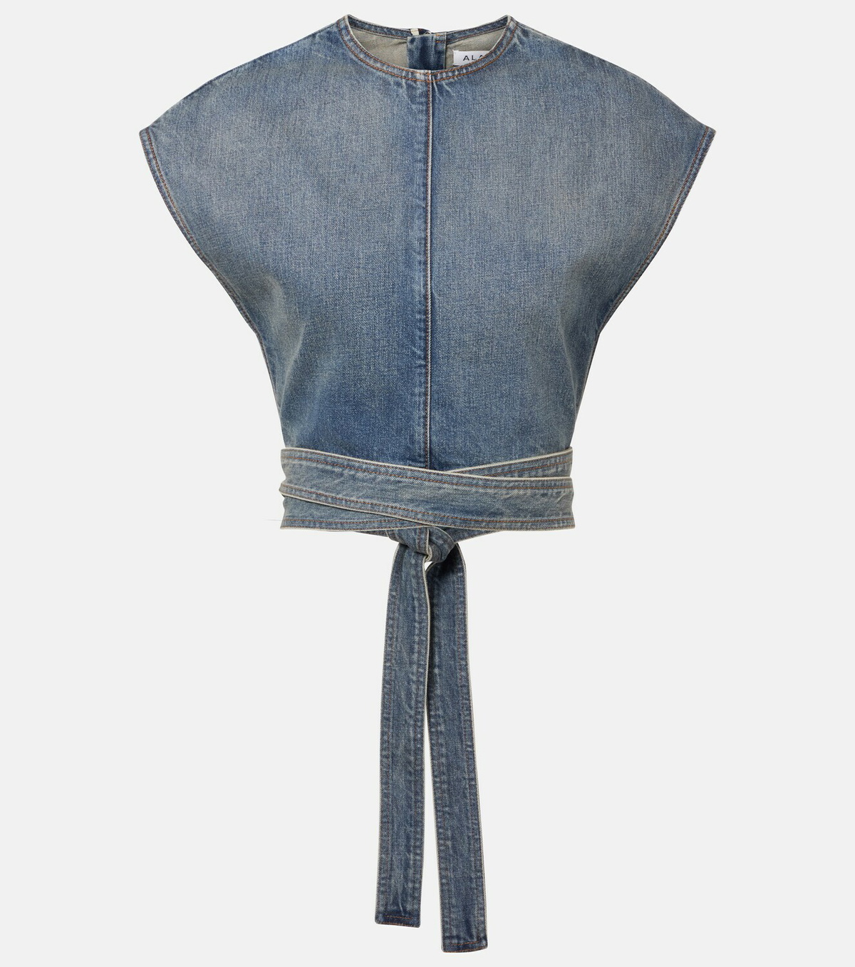 Alaïa Belted denim crop top