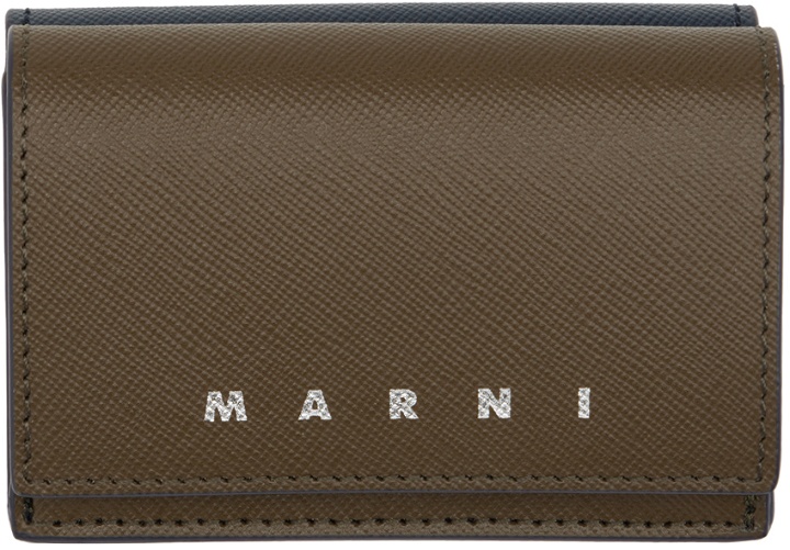 Photo: Marni Khaki & Navy Saffiano Leather Trifold Wallet