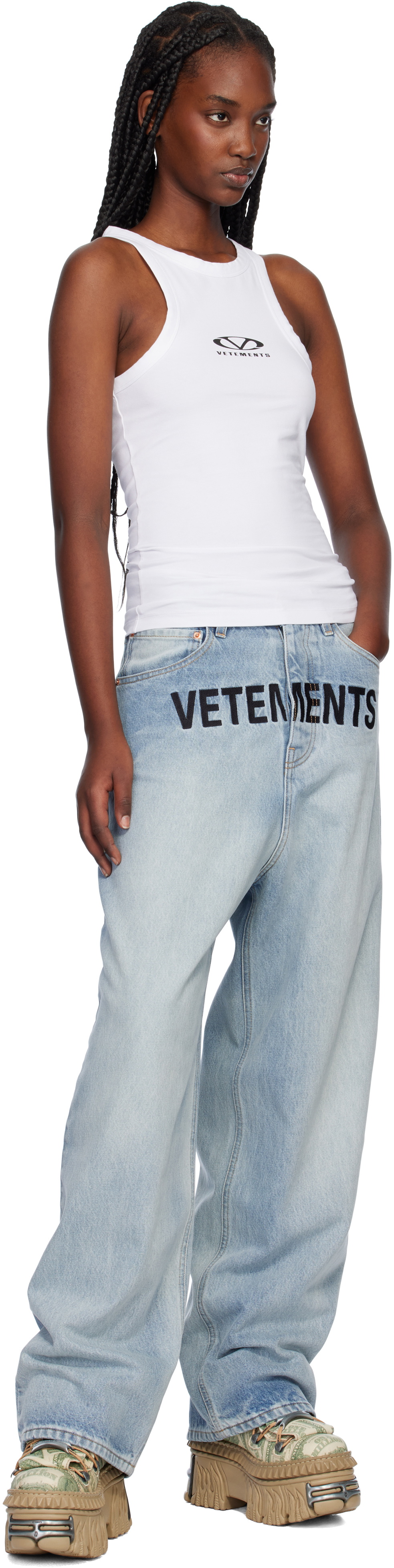 VETEMENTS White Oval Logo Tank Top