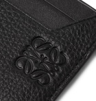 LOEWE - Logo-Debossed Smooth and Full-Grain Leather Cardholder - Black