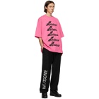We11done Pink and Black Logo T-Shirt