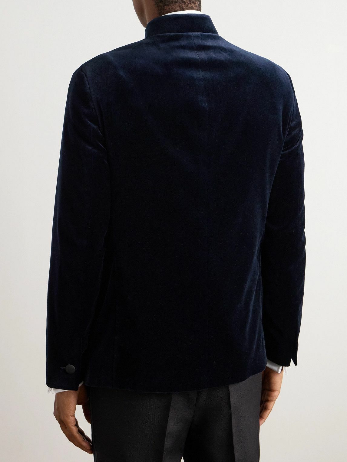 Favourbrook - Nehru-Collar Cotton-Velvet Jacket - Blue