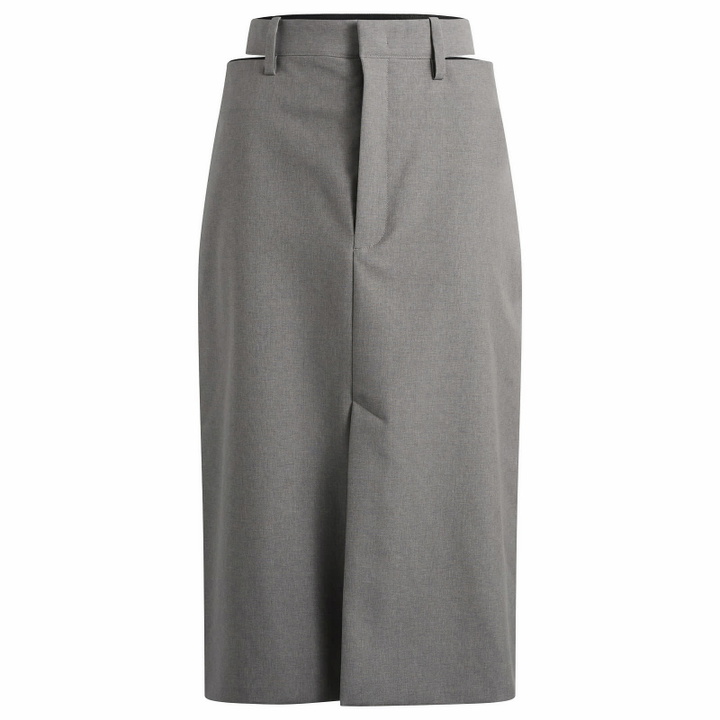 Photo: Jil Sander Women's High Waist Skirt with Slashed Side Waistband in Shadow
