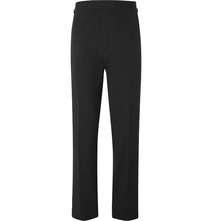 Photo: Maximilian Mogg - Slim-Fit Cotton-Seersucker Suit Trousers - Black