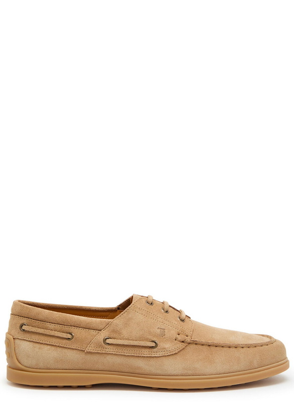 Photo: Tods Barca Gomma Suede Boat Shoes Tan