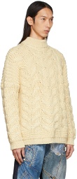 Serapis Off-White Wool Cable Knit Sweater