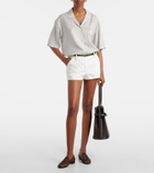 Aquazzura Saint Germain leather-trimmed moccasins