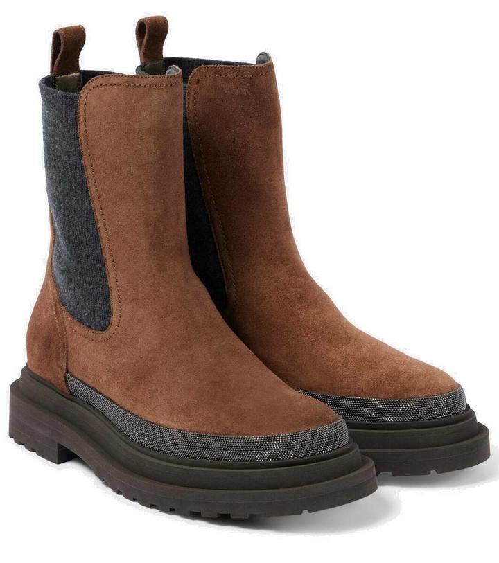 Photo: Brunello Cucinelli Monili suede Chelsea boots