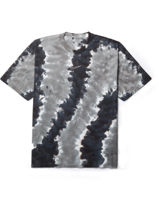 Photo: NIKE - NSW Logo-Embroidered Tie-Dyed Cotton-Jersey T-Shirt - Gray