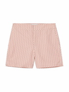 Frescobol Carioca - Copacabana Straight-Leg Mid-Length Printed Recycled Swim Shorts - Orange