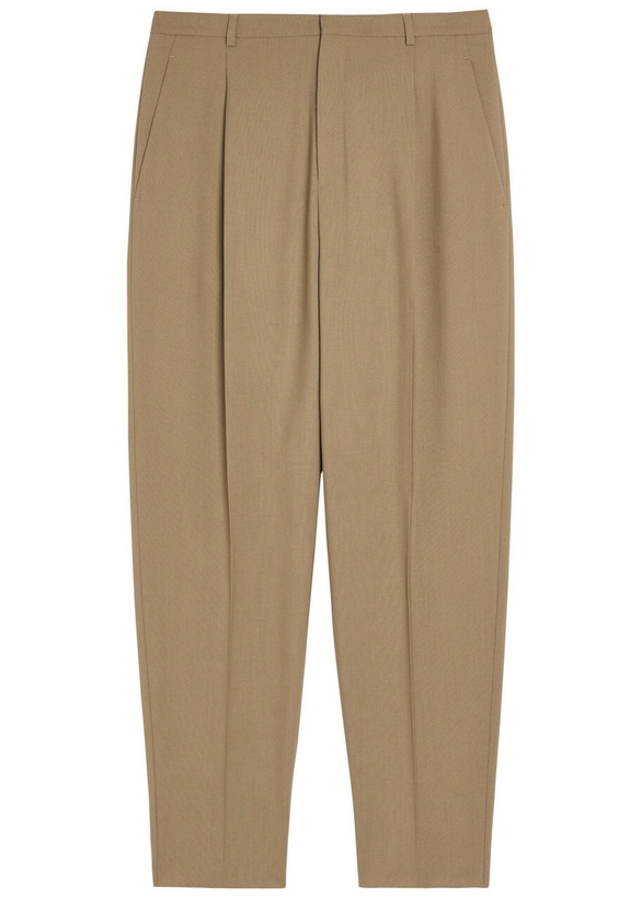 Photo: Saint Laurent Belted Wool and Mohair-blend Trousers Beige