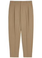 Saint Laurent Belted Wool and Mohair-blend Trousers Beige