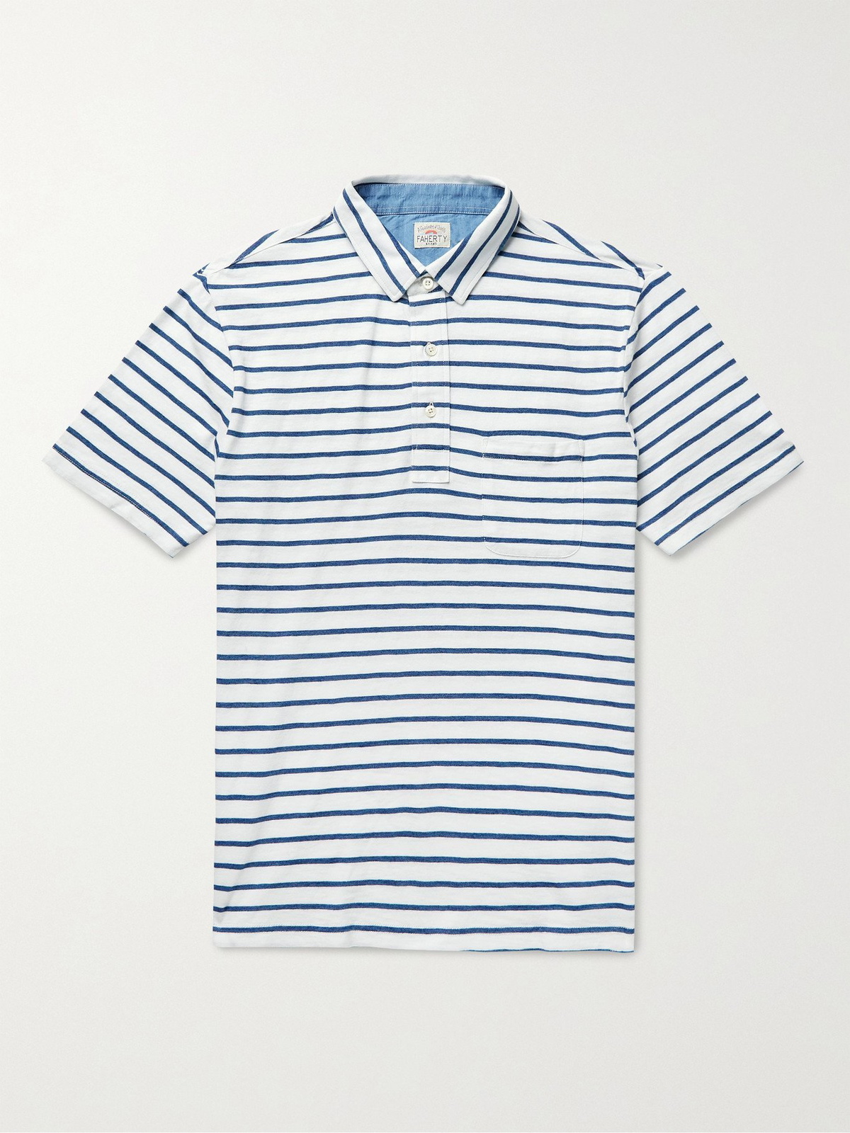 Faherty Sport Jersey Polo Dress in Green Open Stripe - FINAL SALE